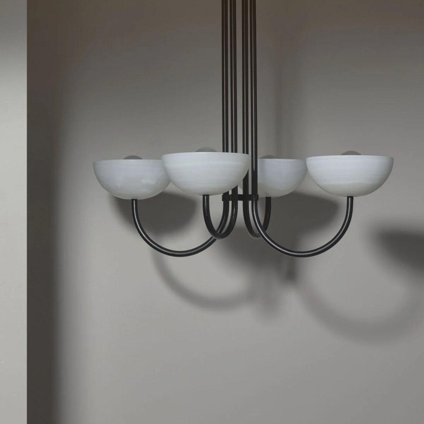 Aurelia Chandelier Narrow White Onyx & Brushed Black